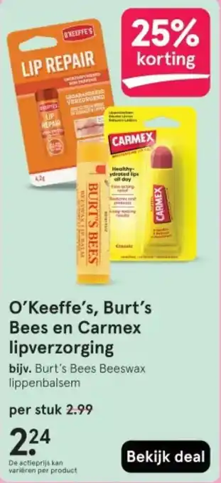 Etos O'Keeffe's, Burt's Bees en Carmex aanbieding