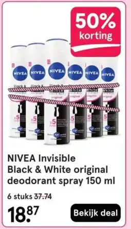 Etos NIVEA Invisible Black & White original deodorant spray aanbieding
