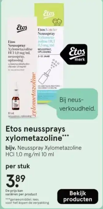Etos Etos neussprays xylometazoline aanbieding