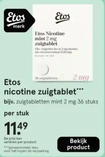 Etos Etos nicotine zuigtablet aanbieding