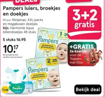 Etos Pampers luiers, broekjes en doekjes aanbieding