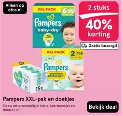 Etos Pampers XXLpak en doekjes aanbieding