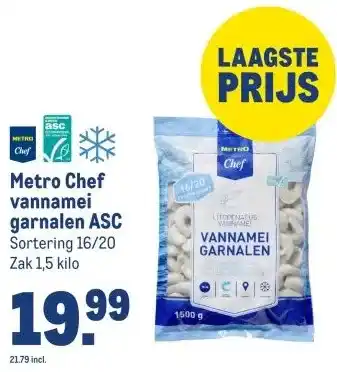 Makro Metro Chef vannamei garnalen ASC aanbieding
