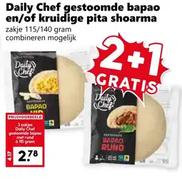 CoopCompact Daily Chef gestoomde bapao en/of kruidige pita shoarma aanbieding