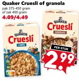 CoopCompact Quaker Cruesli of granola aanbieding