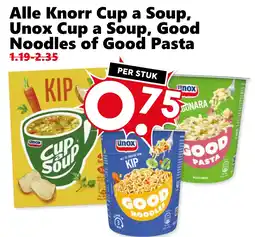 Coop Alle Knorr Cup a Soup, Unox Cup a Soup, Good Noodles of Good Pasta aanbieding