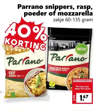Coop Parrano snippers, rasp, poeder of mozzarella aanbieding