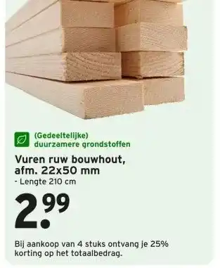 GAMMA Vuren ruw bouwhout aanbieding