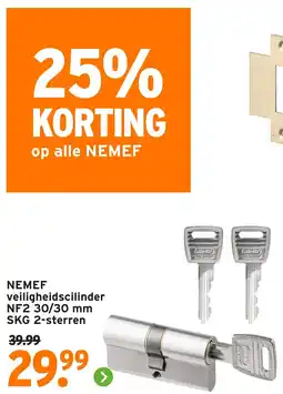 GAMMA NEMEF veiligheidscilinder NF2 30/30 mm SKG 2 sterren aanbieding