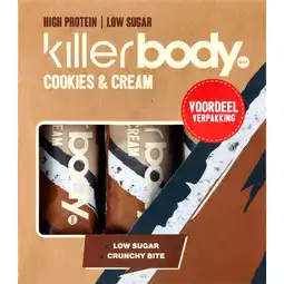 Jumbo Killerbody 3-pack Protein Bars Cookies & Cream 120g aanbieding