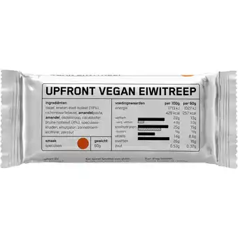 Jumbo Upfront Vegan Eiwitreep Speculaas 60 g aanbieding