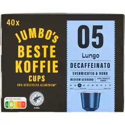 Jumbo Jumbo's Lungo Decaffeinato Koffiecups 40 Stuks aanbieding