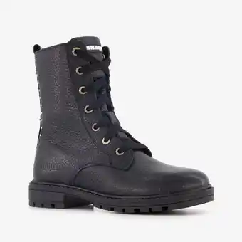 Scapino Braqeez leren meisjes veterboots zwart aanbieding