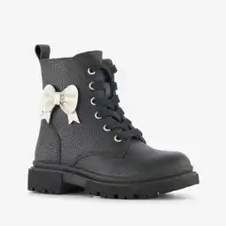 Scapino Stap leren meisjes veterboots met strik zwart aanbieding