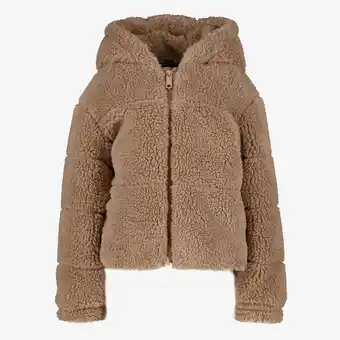 Scapino TwoDay meisjes teddy jas met capuchon lichtbruin aanbieding