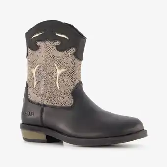Scapino Braqeez leren meisjes western boots zwart aanbieding