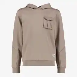 Scapino Unsigned jongens hoodie met borstzakje beige aanbieding
