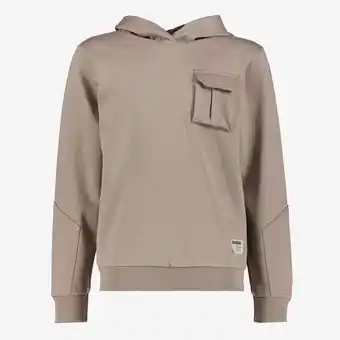 Scapino Unsigned jongens hoodie met borstzakje beige aanbieding