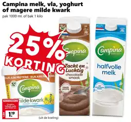 CoopCompact Campina melk, vla, yoghurt of magere milde kwark aanbieding