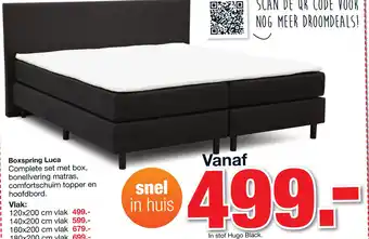 Budget Home Store Boxspring Luca Complete set met box, bonellvering matras, comfortschuim topper en hoofdbord. aanbieding