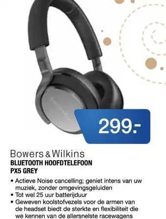 Electroworld Bowers & Wilkins BLUETOOTH HOOFDTELEFOON PX5 GREY aanbieding