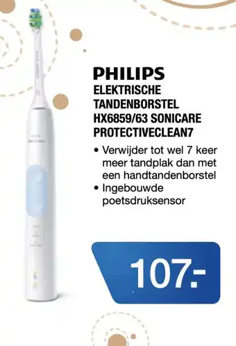 Electroworld PHILIPS ELEKTRISCHE TANDENBORSTEL HX6859/63 SONICARE PROTECTIVECLEAN7 aanbieding