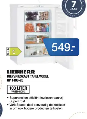 Electroworld LIEBHERR DIEPVRIESKAST TAFELMODEL GP 1496-20 aanbieding