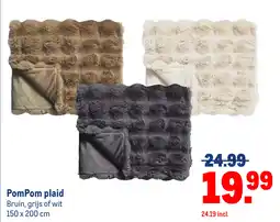 Makro PomPom plaid Bruin, grijs of wit aanbieding