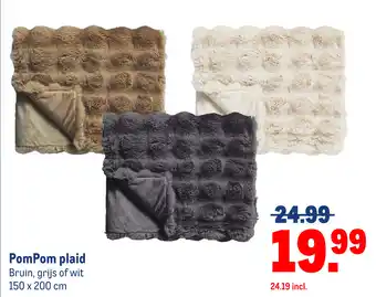 Makro PomPom plaid Bruin, grijs of wit aanbieding