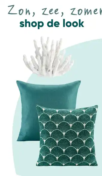 Leen Bakker Sierkussen Triton - blauwgroen - 45x45 cm aanbieding