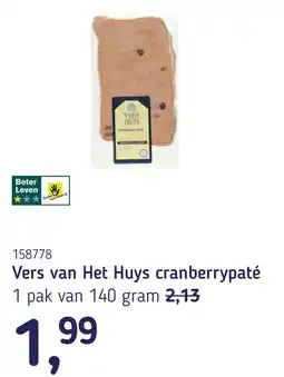 Van Hoeckel Vers van Het Huys cranberrypaté aanbieding