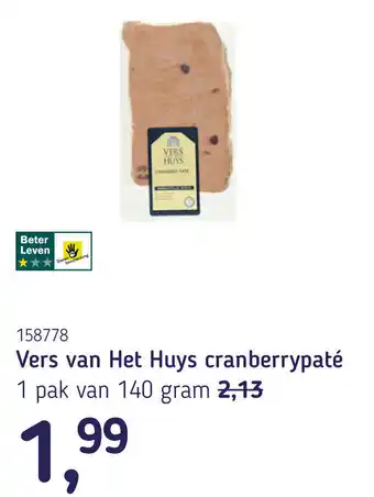 Van Hoeckel Vers van Het Huys cranberrypaté aanbieding