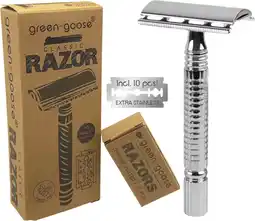 Bol.com Double Edge Safety Razor Klassiek Scheermes (Gesloten Kam) - Chroom Met Brass Handvat aanbieding
