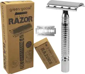 Bol.com Double Edge Safety Razor Klassiek Scheermes (Gesloten Kam) - Chroom Met Brass Handvat aanbieding
