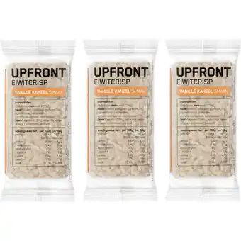 Albert Heijn Upfront Eiwit crisp vanille kaneel smaak 3-pack aanbieding