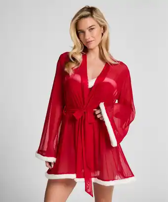 Hunkemoller Hunkemöller Kimono Mesh Santa Rood aanbieding