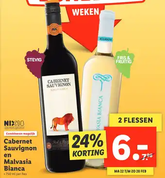 Lidl Cabernet Sauvignon en Malvasia Bianca 70ml aanbieding