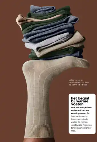 HEMA Wollen heren- en damessokken uni of rib, aanbieding