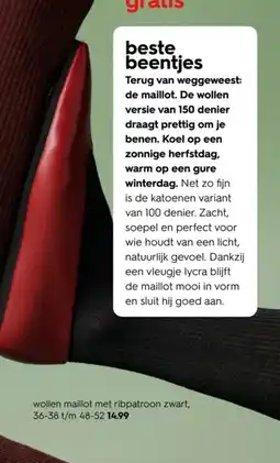HEMA Wollen maillot met ribpatroon zwart aanbieding