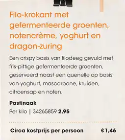 HANOS Filo-krokant met gefermenteerde groenten, notencrème, yoghurt en dragon-zuring aanbieding