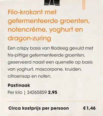 HANOS Filo-krokant met gefermenteerde groenten, notencrème, yoghurt en dragon-zuring aanbieding