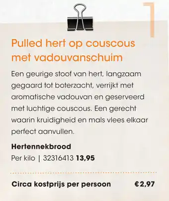 HANOS Pulled hert op couscous met vadouvanschuim aanbieding