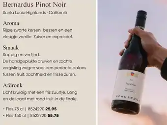 HANOS Bernardus Pinot Noir aanbieding