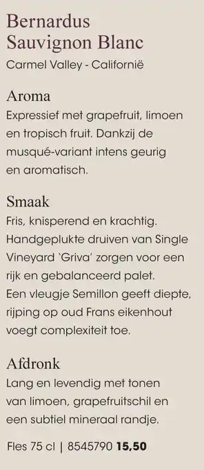 HANOS Bernardus Sauvignon Blanc aanbieding