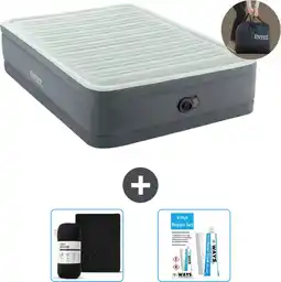 Praxis Intex Luchtbed - Twijfelaar - 137 x 191 x 46 cm - Grijs - Inclusief pomp - Accessoires CB18 aanbieding