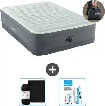 Praxis Intex Luchtbed - Twijfelaar - 137 x 191 x 46 cm - Grijs - Inclusief pomp - Accessoires CB18 aanbieding