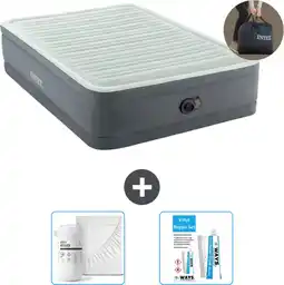 Praxis Intex Luchtbed - Twijfelaar - 137 x 191 x 46 cm - Grijs - Inclusief pomp - Accessoires CB16 aanbieding