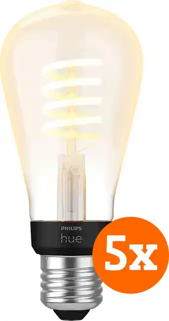 Coolblue Philips Hue Filamentlamp White Ambiance Edison E27 5-pack aanbieding