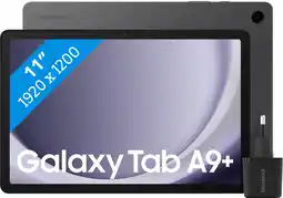 Coolblue Samsung Galaxy Tab A9 Plus 11 inch 128GB Wifi en 5G Grijs + BlueBuilt Book Case Zwart aanbieding