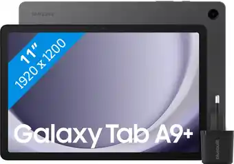 Coolblue Samsung Galaxy Tab A9 Plus 11 inch 128GB Wifi en 5G Grijs + BlueBuilt Book Case Zwart aanbieding